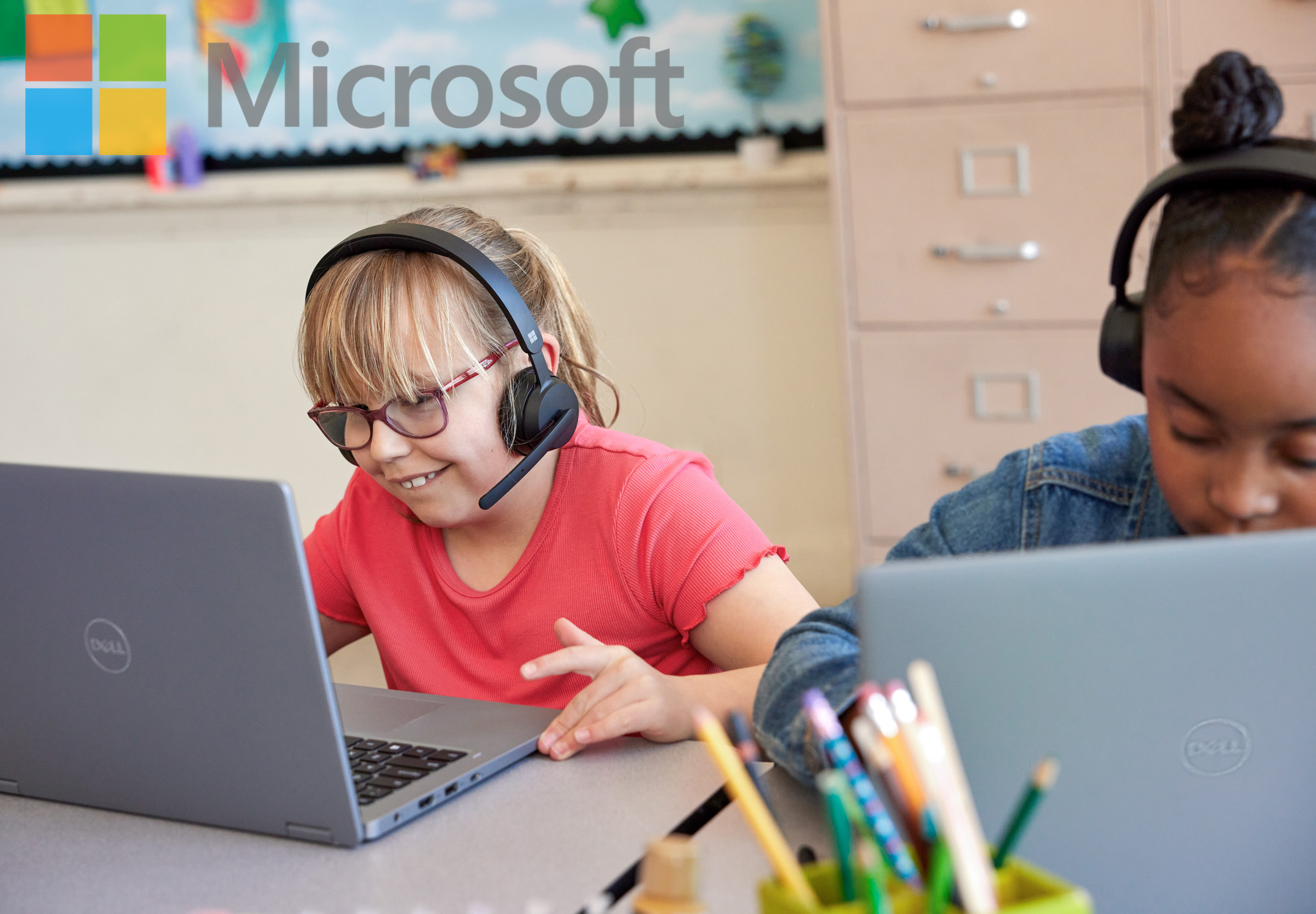  An elementary school student learns new skills while working with educational software in a Microsoft Ad Campaign photographed by Lifestyle Photographer Diana Mulvihill