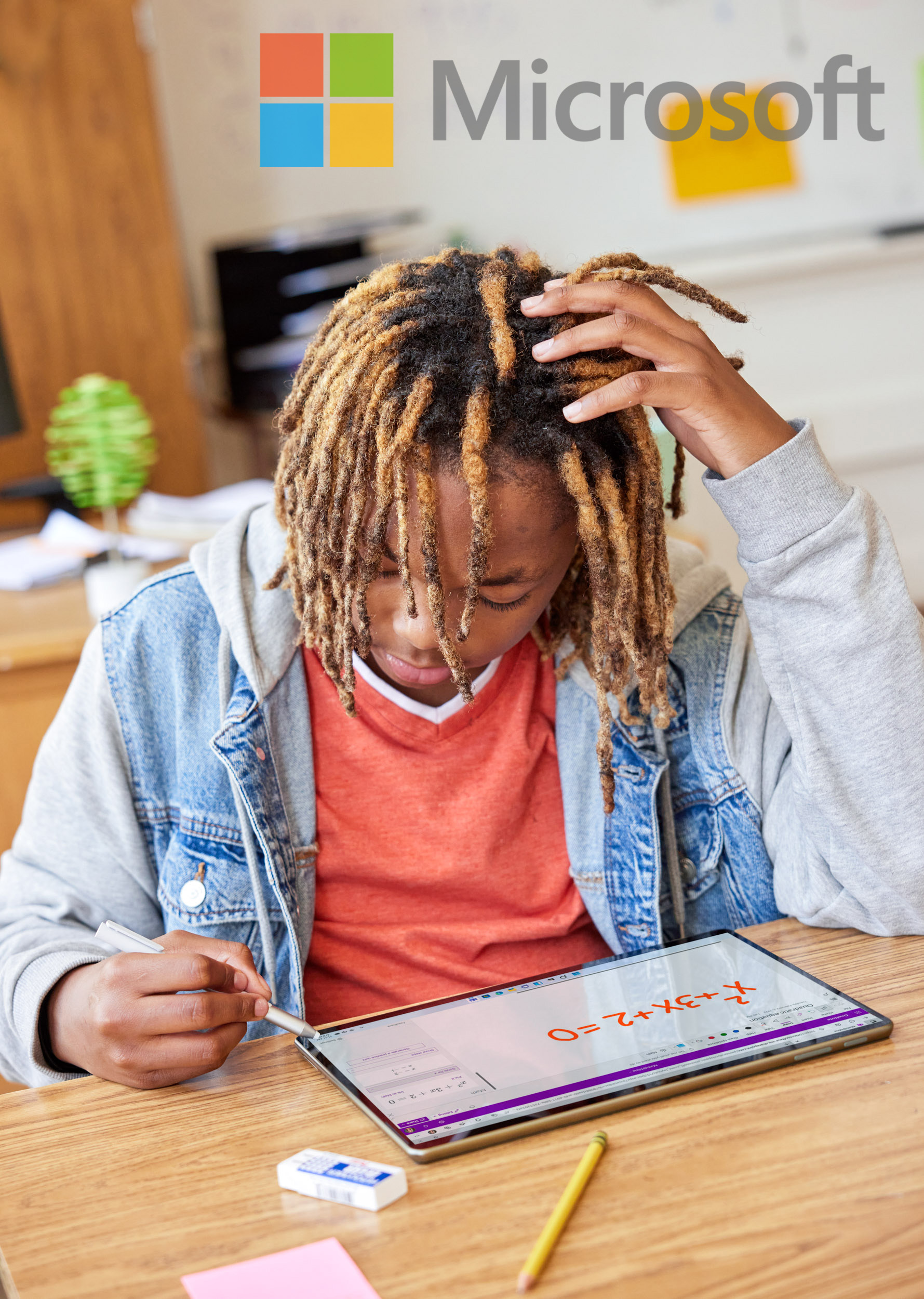 A high school student works with new tech in a Microsoft Ad Campaign photographed by Lifestyle Photographer Diana Mulvihill