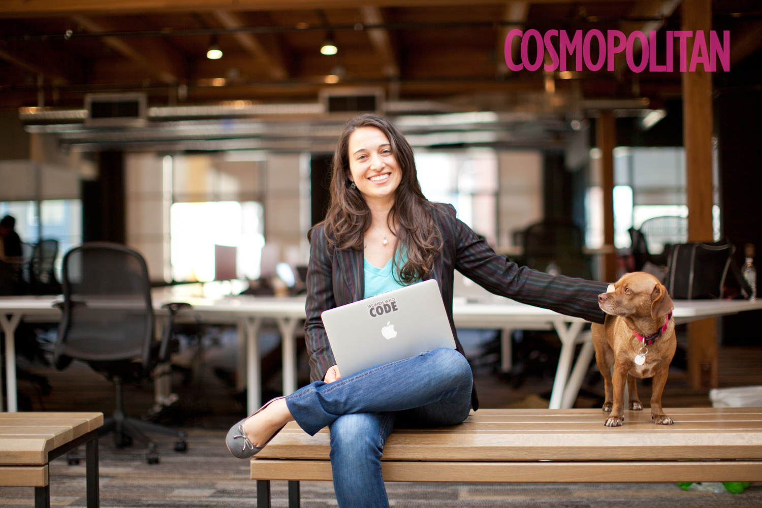 A woman works in her office in a Cosmo Magazine article photographed by Lifestyle Photographer Diana Mulvihill