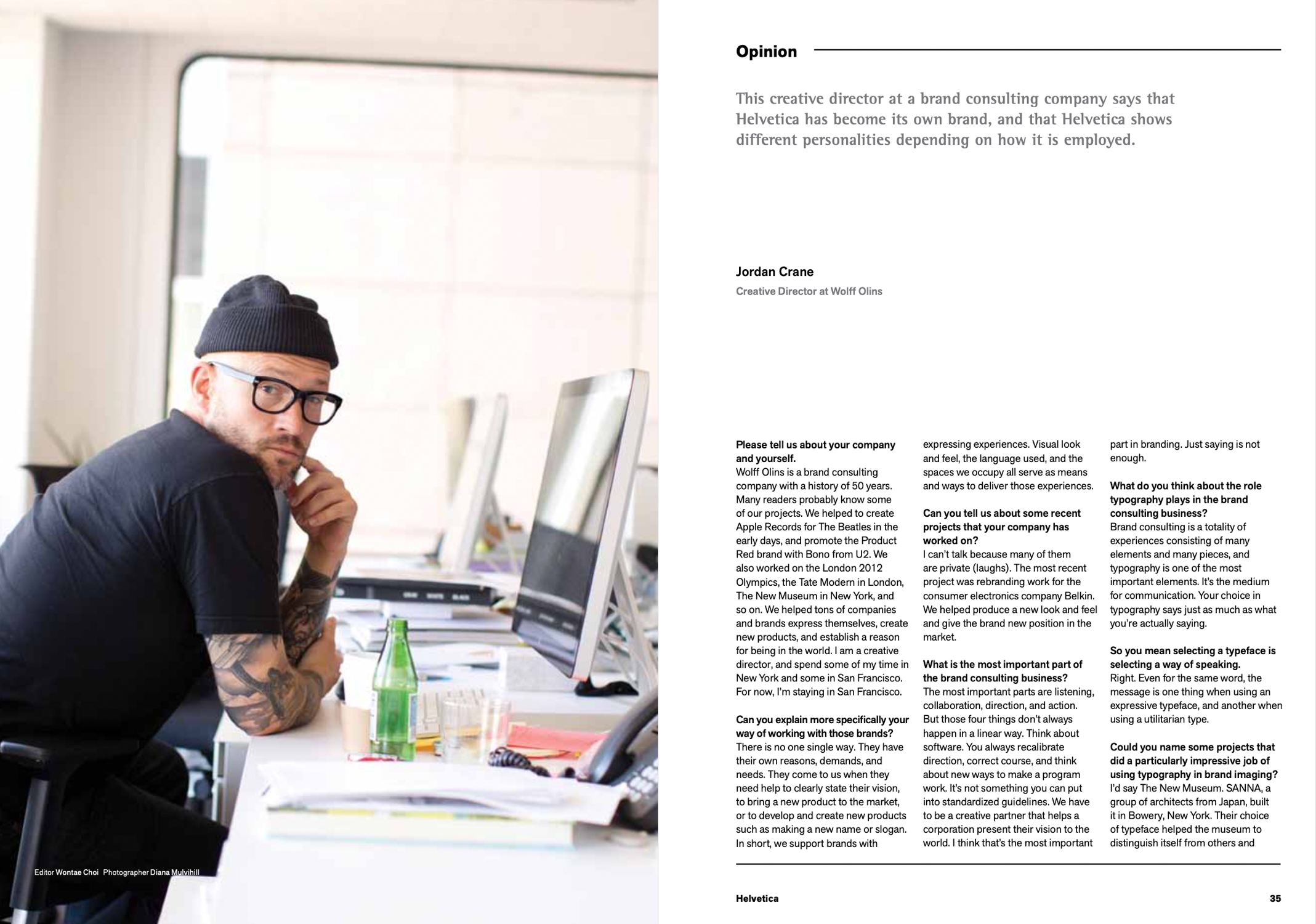 An Art Director photographed in his San Francisco office for a magazine story about Helvetica photographed by Diana Mulvihill